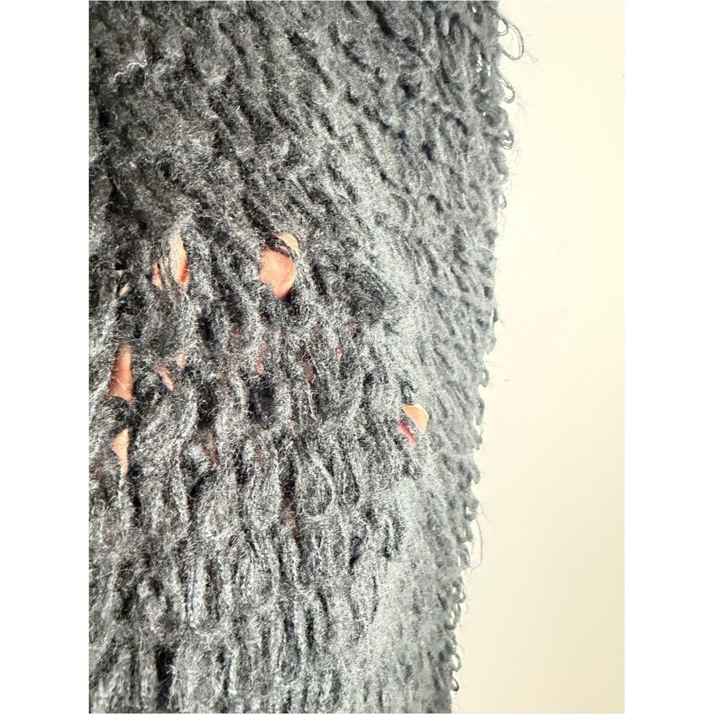 YA Black Shaggy Open Knit Sweater Tunic Top/Dress Boho Festival Goth Grunge Sz L - Picture 4 of 7